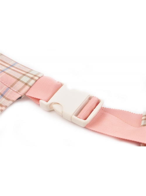 Hollow Out Belt Pink Checked  Punk Pleated Short Skirt
