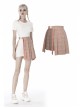 Hollow Out Belt Pink Checked  Punk Pleated Short Skirt