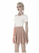 Hollow Out Belt Pink Checked  Punk Pleated Short Skirt