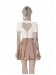 Hollow Out Belt Pink Checked  Punk Pleated Short Skirt