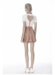 Hollow Out Belt Pink Checked  Punk Pleated Short Skirt