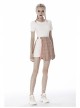 Hollow Out Belt Pink Checked  Punk Pleated Short Skirt