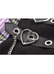 Side Metal Hasp Chain Purple Checked Splice Black Punk Pleated Short Skirt