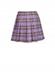 Side Metal Hasp Chain Purple Checked Splice Black Punk Pleated Short Skirt