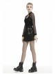 Metal Chain Decorative Leather Belt Black Punk Pleated Mini Skirt
