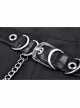 Metal Chain Decorative Leather Belt Black Punk Pleated Mini Skirt