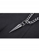 Metal Chain Decorative Leather Belt Black Punk Pleated Mini Skirt