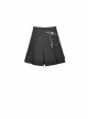 Metal Chain Decorative Leather Belt Black Punk Pleated Mini Skirt