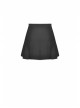 Metal Chain Decorative Leather Belt Black Punk Pleated Mini Skirt
