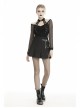 Metal Chain Decorative Leather Belt Black Punk Pleated Mini Skirt