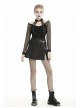 Metal Chain Decorative Leather Belt Black Punk Pleated Mini Skirt