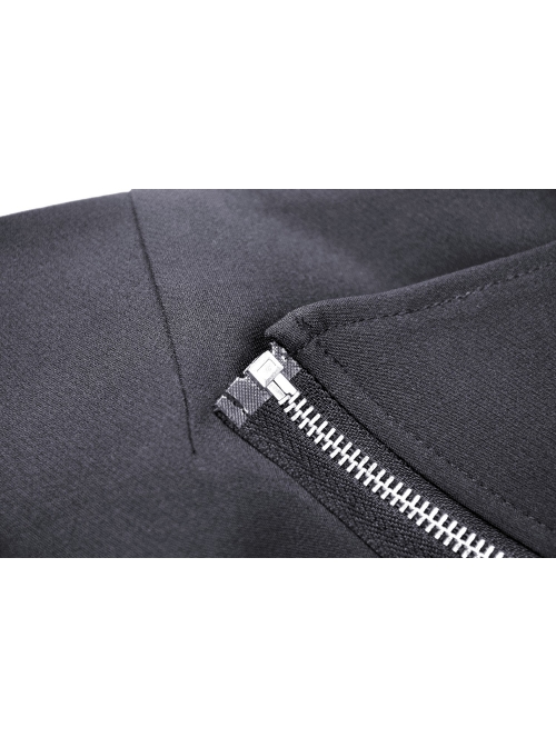 Metal Zipper Side Bag Irregular Hem Black Punk Mini Skirt