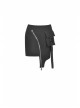 Metal Zipper Side Bag Irregular Hem Black Punk Mini Skirt
