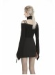 Metal Zipper Side Bag Irregular Hem Black Punk Mini Skirt
