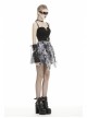 Lace Hem Grey Print Punk Mini Skirt