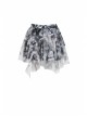 Lace Hem Grey Print Punk Mini Skirt