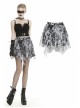 Lace Hem Grey Print Punk Mini Skirt