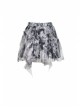 Lace Hem Grey Print Punk Mini Skirt