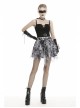 Lace Hem Grey Print Punk Mini Skirt