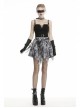 Lace Hem Grey Print Punk Mini Skirt
