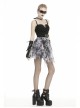 Lace Hem Grey Print Punk Mini Skirt