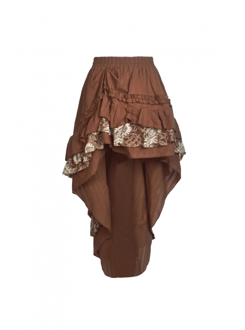 Irregular Frilly Brown Punk Skirt