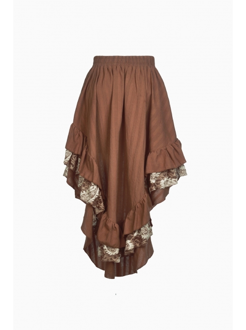 Irregular Frilly Brown Punk Skirt