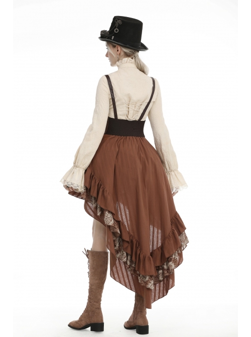 Irregular Frilly Brown Punk Skirt