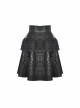 Front Waist Metal Retro Button Lace-Up Lace Layered Black Punk Short Skirt