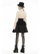 Front Waist Metal Retro Button Lace-Up Lace Layered Black Punk Short Skirt