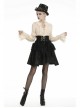 Front Waist Metal Retro Button Lace-Up Lace Layered Black Punk Short Skirt