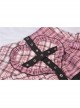 Metal Eyelets Strap Heart-Shaped Frill Lace Hem Pink Punk Pleated Short Skirt
