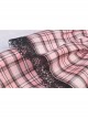 Metal Eyelets Strap Heart-Shaped Frill Lace Hem Pink Punk Pleated Short Skirt