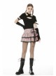 Metal Eyelets Strap Heart-Shaped Frill Lace Hem Pink Punk Pleated Short Skirt