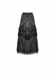 Lace-Up Frilly Lace Hem Black Gothic Maxi Skirt