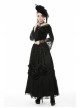 Lace-Up Frilly Lace Hem Black Gothic Maxi Skirt