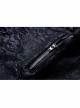 Side Lace-Up Plum Pattern Embroidered Black Punk Leather Pants