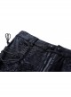 Side Lace-Up Plum Pattern Embroidered Black Punk Leather Pants