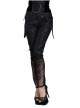 Side Lace-Up Plum Pattern Embroidered Black Punk Leather Pants