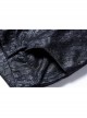 Embossed Lace Embroidery Lace-Up Black Gothic Leather Legging Pants