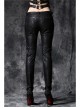 Embossed Lace Embroidery Lace-Up Black Gothic Leather Legging Pants
