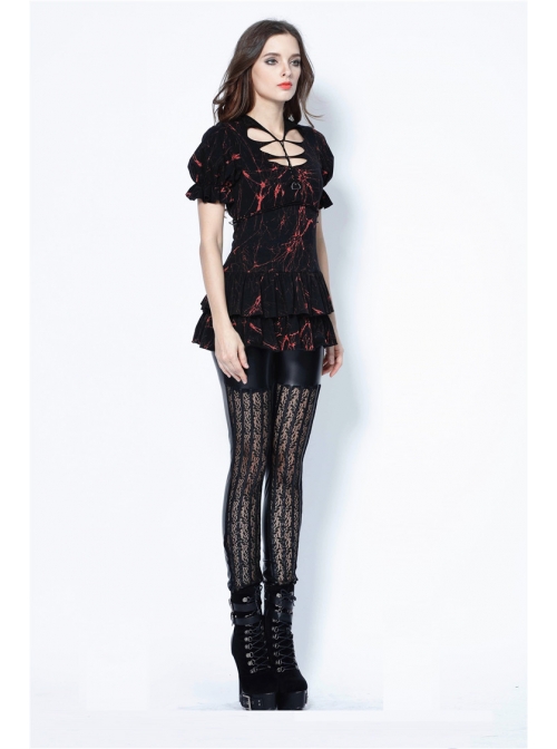 Black Punk Grain Lace Legging Pants