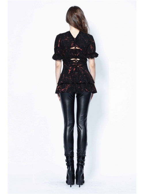 Black Punk Grain Lace Legging Pants