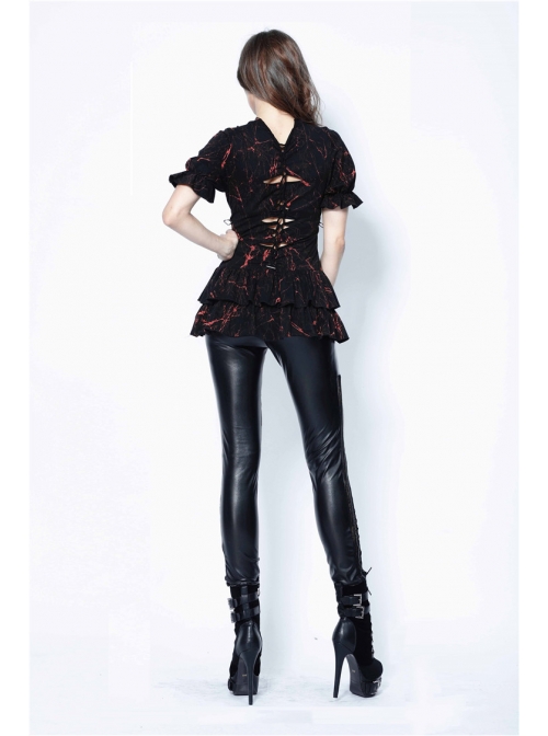 Black Punk Grain Lace Legging Pants