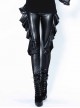 Black Punk Side Splice Mesh Pleated Legging Pants