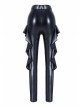 Black Punk Side Splice Mesh Pleated Legging Pants