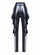Black Punk Side Splice Mesh Pleated Legging Pants