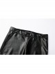 Black Gothic Thigh Splice Lace Embroidery Mesh Leather Legging Pants