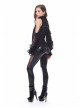 Black Gothic Thigh Splice Lace Embroidery Mesh Leather Legging Pants