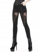 Black Gothic Thigh Splice Hollow-Out Lace Embroidery Legging Pants